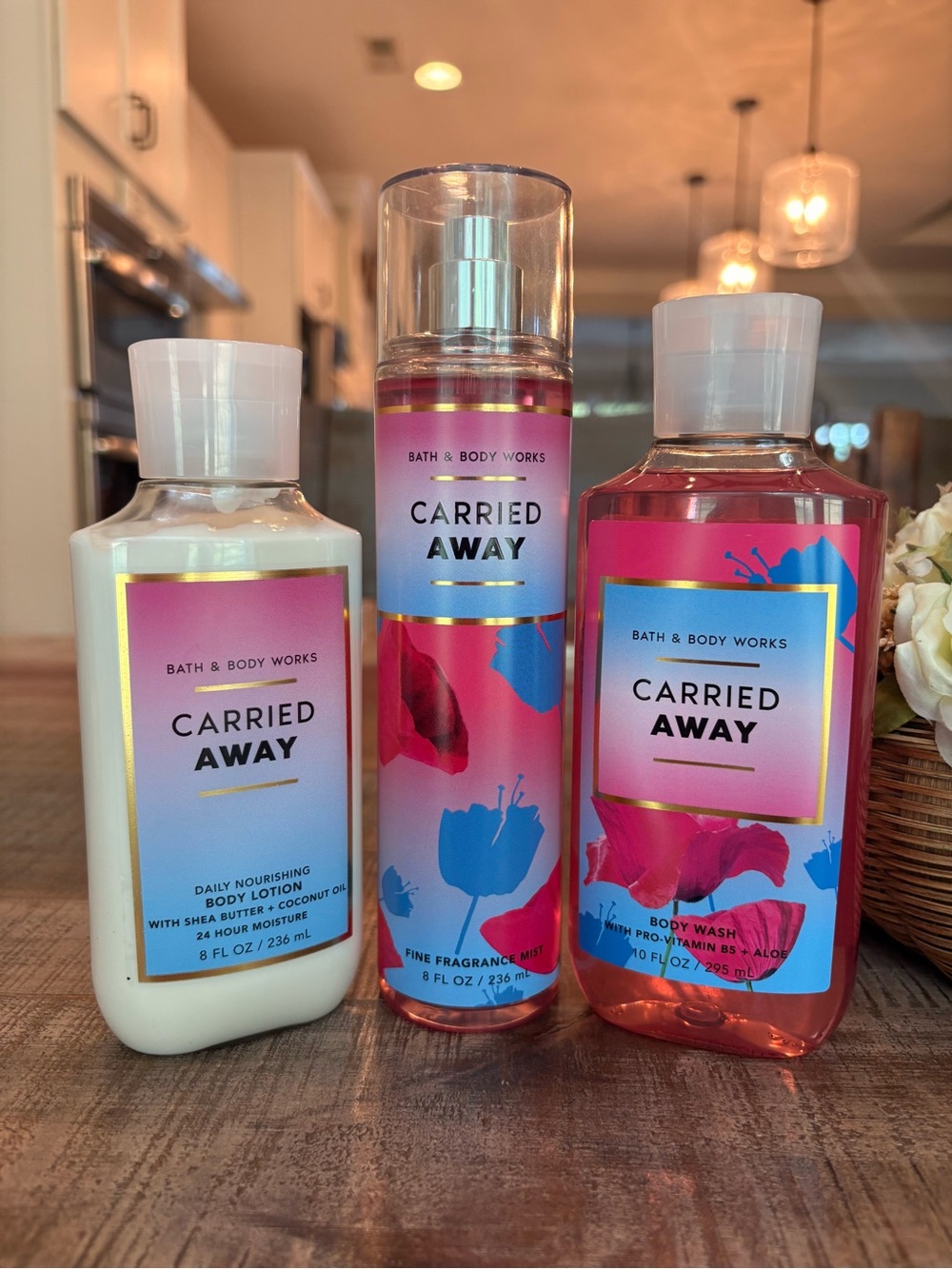 NEW Bath & Body Works CARRIED AWAY Set with FRAGRANCE Spray, BODY LOTION & WASH!
